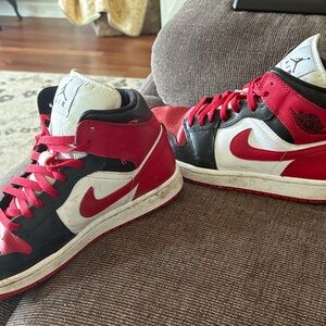 Red and Black High-Top Sneakers
